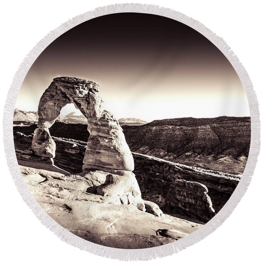Utah Round Beach Towel featuring the photograph Delicate Arch 1 by Mark Gomez