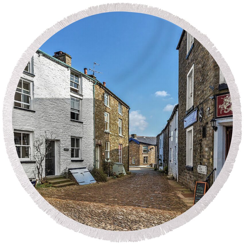 Cobbles Round Beach Towel featuring the photograph Dent Village, Dentdale by Tom Holmes Photography