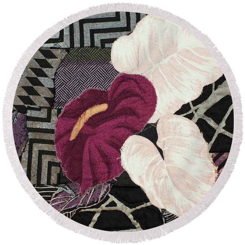 Black Round Beach Towel featuring the mixed media Detail Not Everything is Black and White by Vivian Aumond