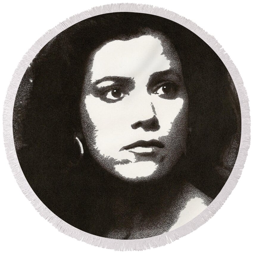 Portrait Round Beach Towel featuring the drawing Detective Gina Calabrese by Mark Baranowski
