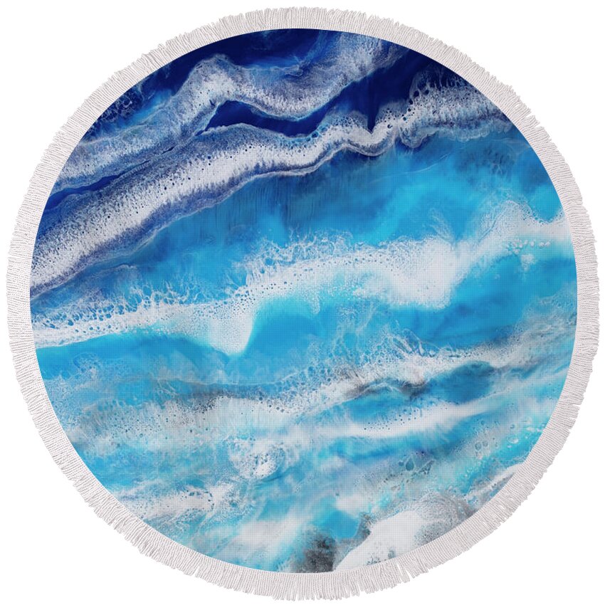 Beach Round Beach Towel featuring the painting Diamond Beach by Tamara Nelson