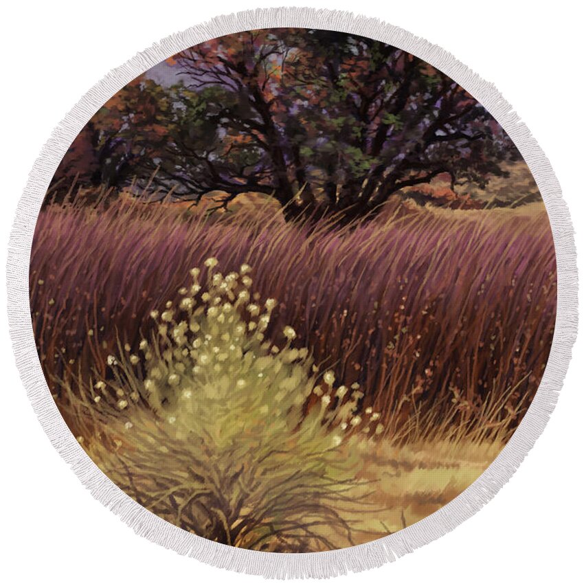 Nature Round Beach Towel featuring the painting Diamond in the rough by Hans Neuhart