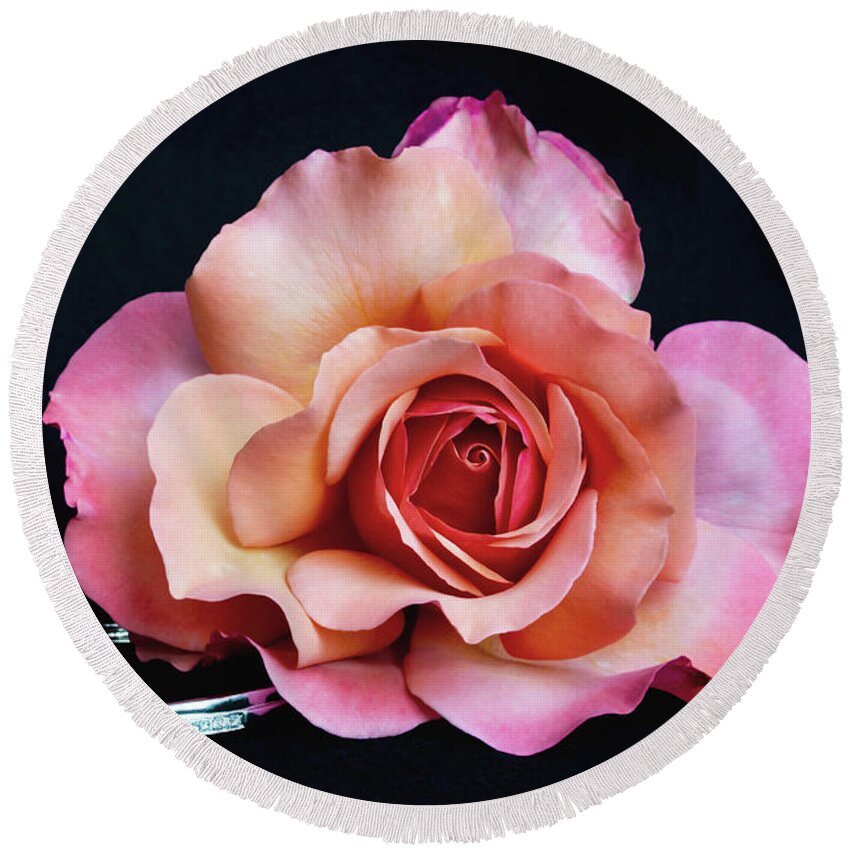 Rose Round Beach Towel featuring the photograph Diamond Rose II by Gina Fitzhugh