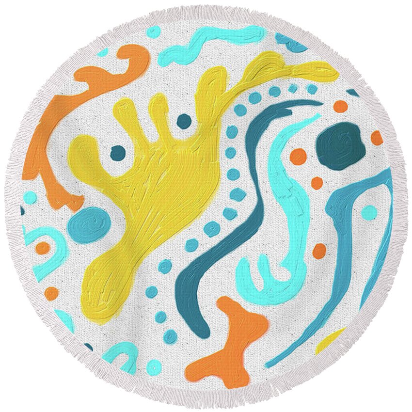 Abstract Round Beach Towel featuring the painting Diffusion by Christina Wedberg