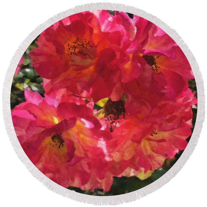 Roses Round Beach Towel featuring the photograph Disney Roses One by Brian Watt
