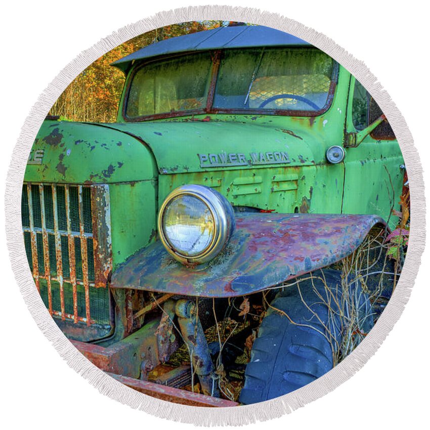 Truck Round Beach Towel featuring the photograph Dodge Vintage Truck by Jerry Gammon