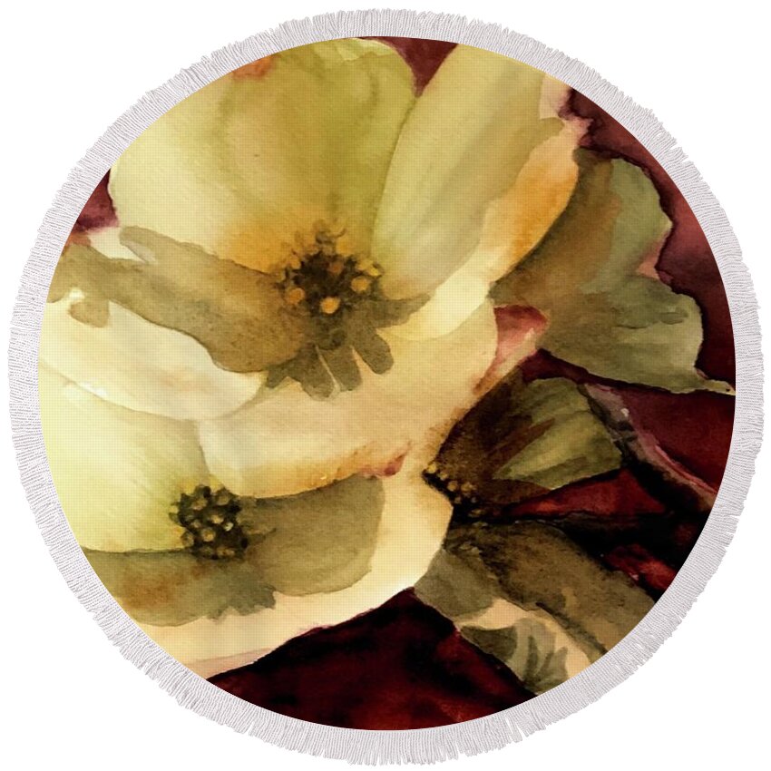 Dogwood Round Beach Towel featuring the painting Dogwood 2 by Nicole Curreri