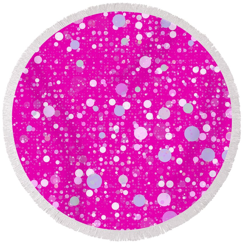 Pink Round Beach Towel featuring the digital art Dots Collage by David G Paul
