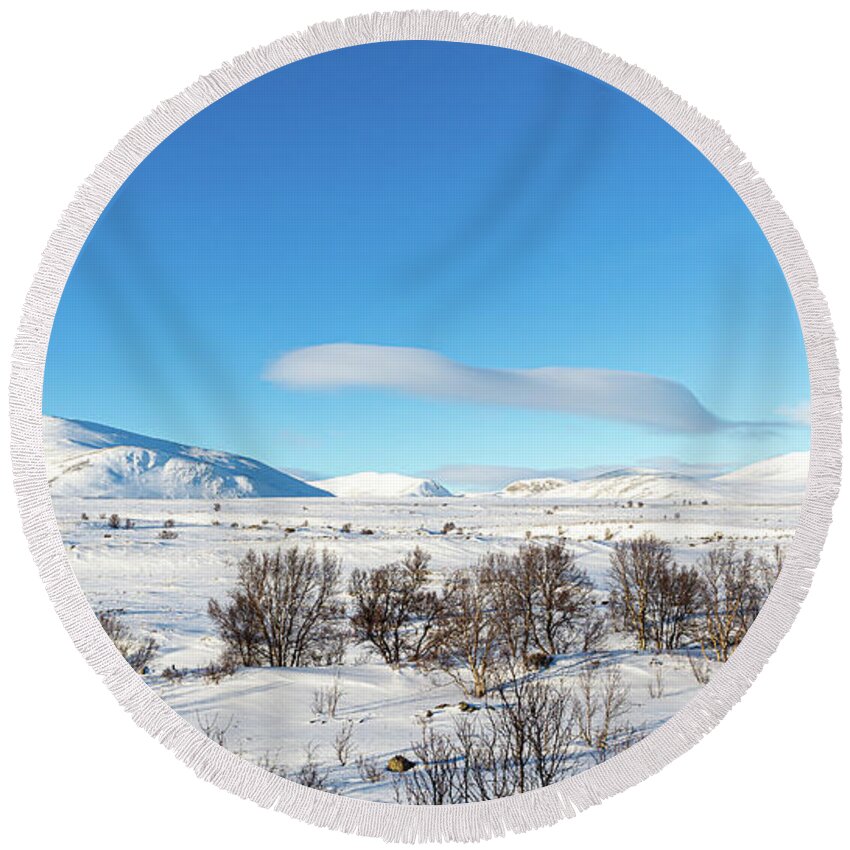 Outdoors Round Beach Towel featuring the photograph Dovrefjell Sunndalsfjella National Park by Andreas Levi
