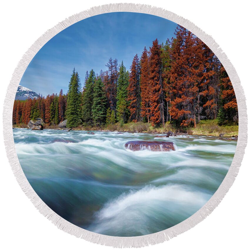 Blue Round Beach Towel featuring the photograph Down by the River by Rick Deacon