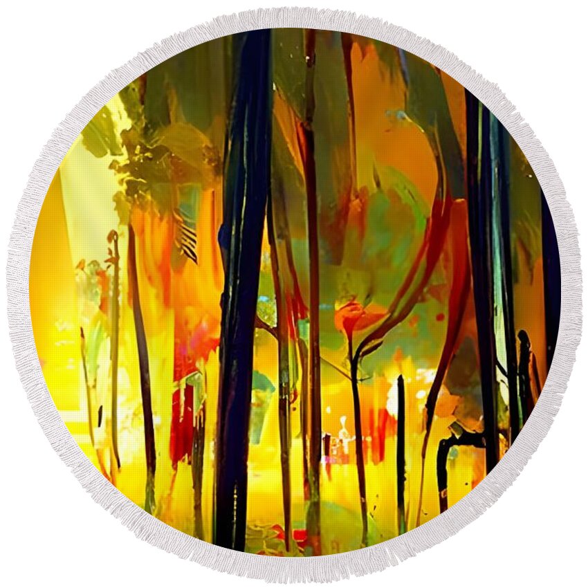 Digital Round Beach Towel featuring the digital art Dream Forest II by Beverly Read