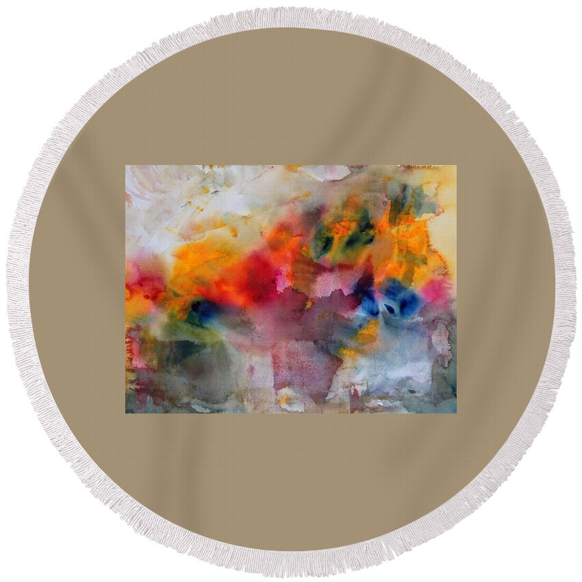 Watercolor Round Beach Towel featuring the painting Dreamscape by Dick Richards
