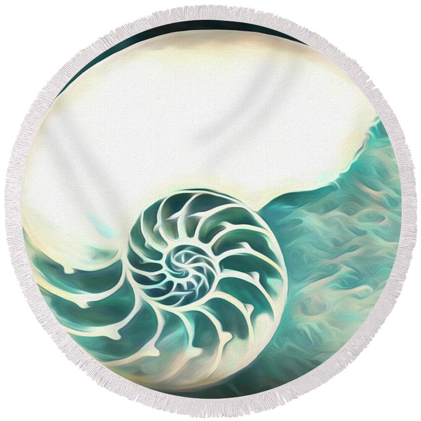 Florida Round Beach Towel featuring the photograph Dreamy Nautilus Shell by Debra and Dave Vanderlaan