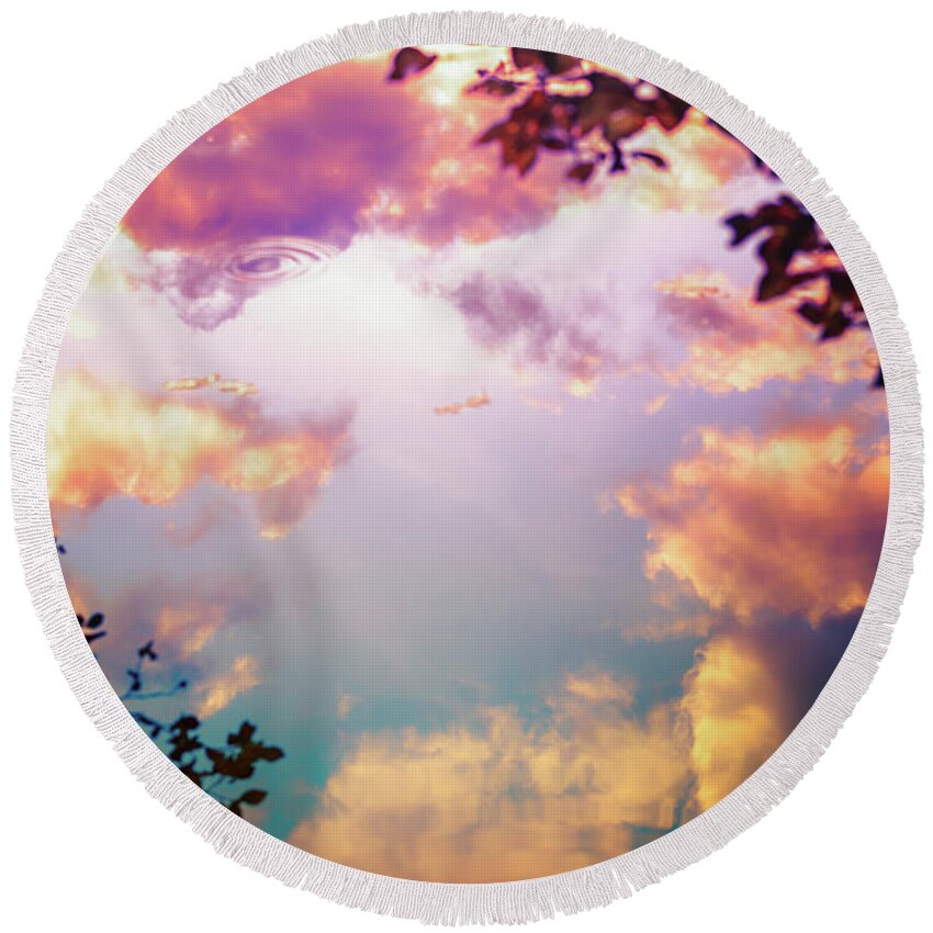 Reflection Round Beach Towel featuring the photograph Dreamy Reflections by Becqi Sherman