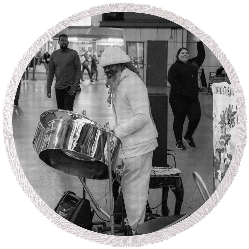  Round Beach Towel featuring the photograph Drummer by Rodney Lee Williams