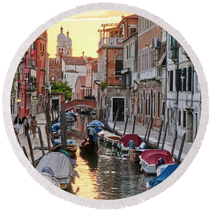 Sunset Round Beach Towel featuring the photograph DSC00346- San Barnaba Sunset by Marco Missiaja