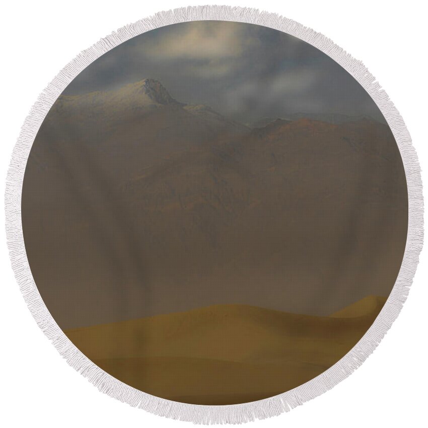 National Park Round Beach Towel featuring the photograph Dust on the Dunes by Mike Lee
