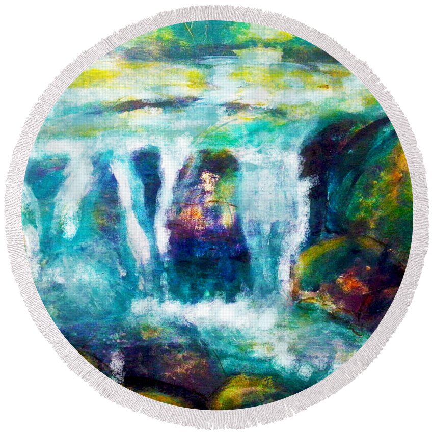 Dynamic Round Beach Towel featuring the painting Dynamic by Rose Lewis