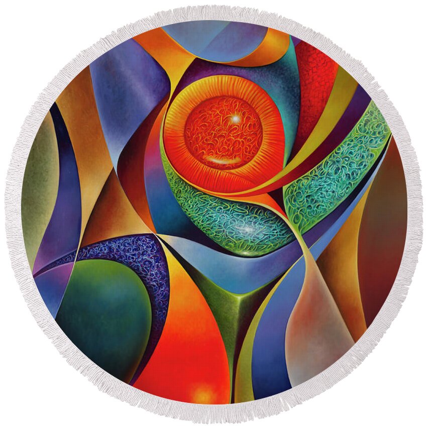 Chalice Round Beach Towel featuring the painting Dynamic Series #28 by Ricardo Chavez-Mendez