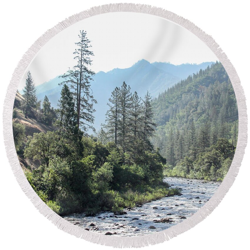 River Round Beach Towel featuring the photograph Early Morning on the River by Robert Carter