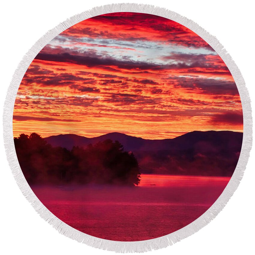 Red Round Beach Towel featuring the photograph Early Morning Red by Russ Considine