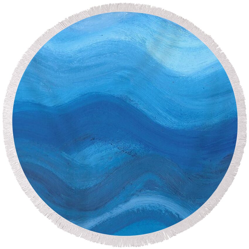 Ease Round Beach Towel featuring the painting Ease by Esoteric Gardens KN