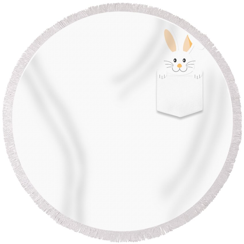 Cool Round Beach Towel featuring the digital art Easter Bunny Pocket by Flippin Sweet Gear