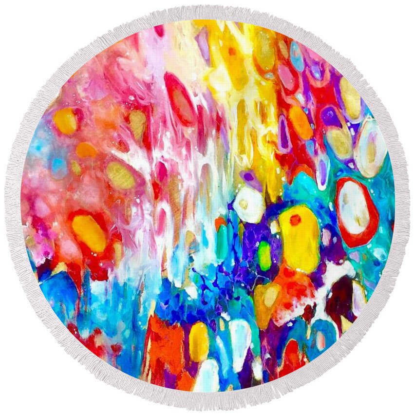 Contemporary Round Beach Towel featuring the painting Edges of Eternity. Detail. Collection 5D by Helen Kagan