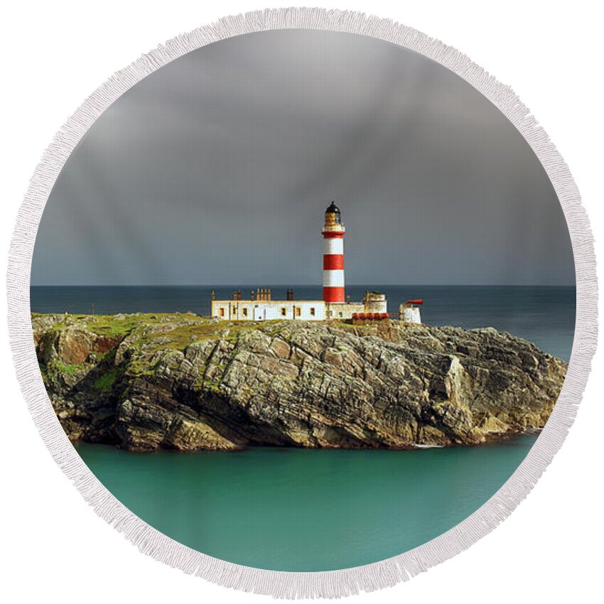 Scottish Lighthouse Round Beach Towel featuring the photograph Eilean Glas Lighthouse by Grant Glendinning
