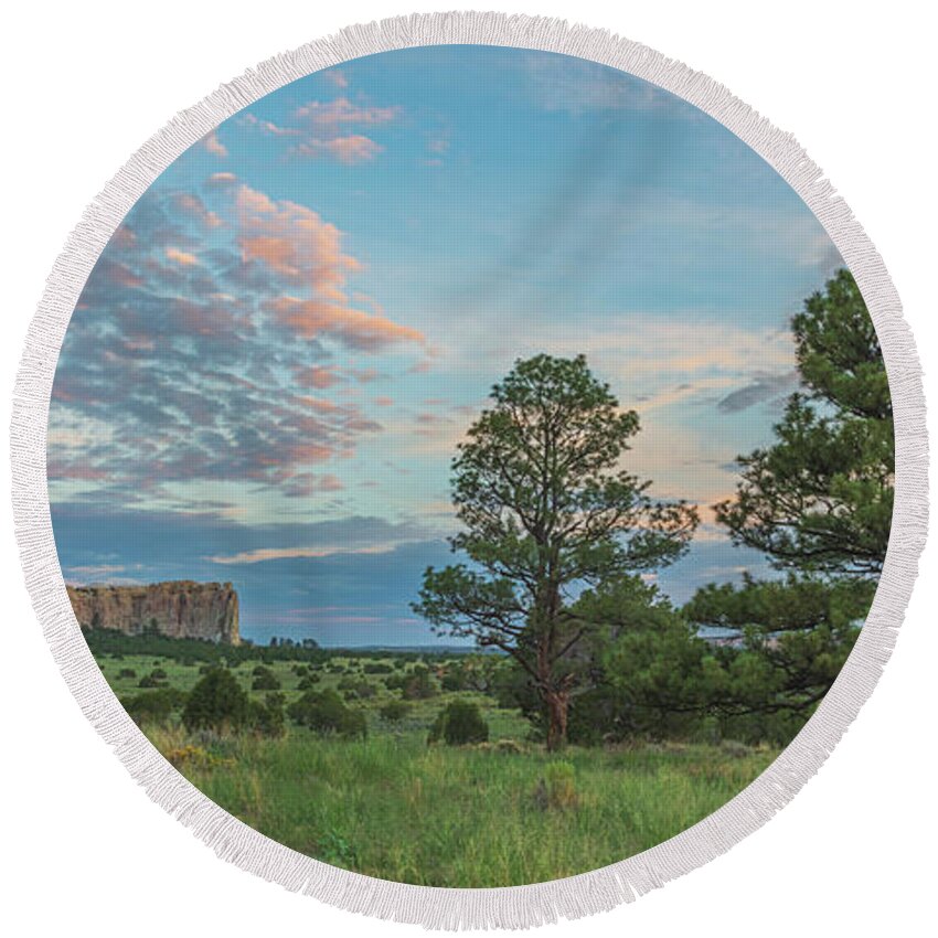 Landscape Round Beach Towel featuring the photograph El Morro Dawn by Seth Betterly
