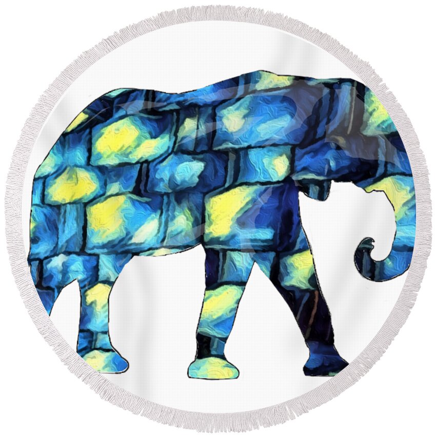 Elephant Round Beach Towel featuring the digital art Elephant Silhouette 3 by Eileen Backman
