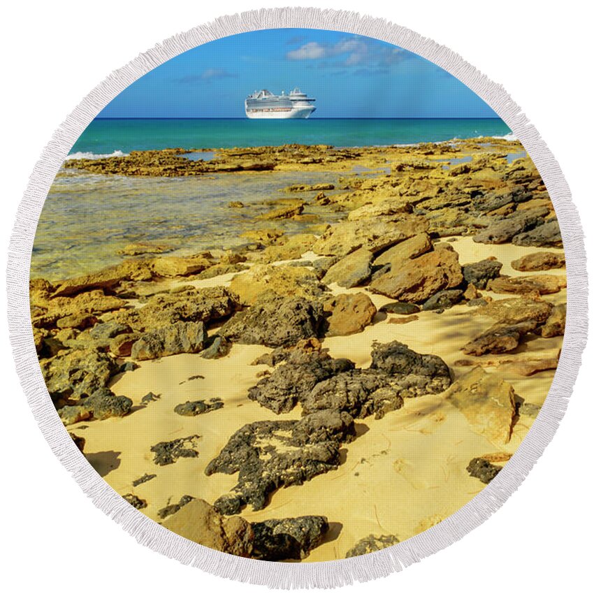 Landscape Round Beach Towel featuring the photograph Eleuthera, Bwahamas 1 by AE Jones