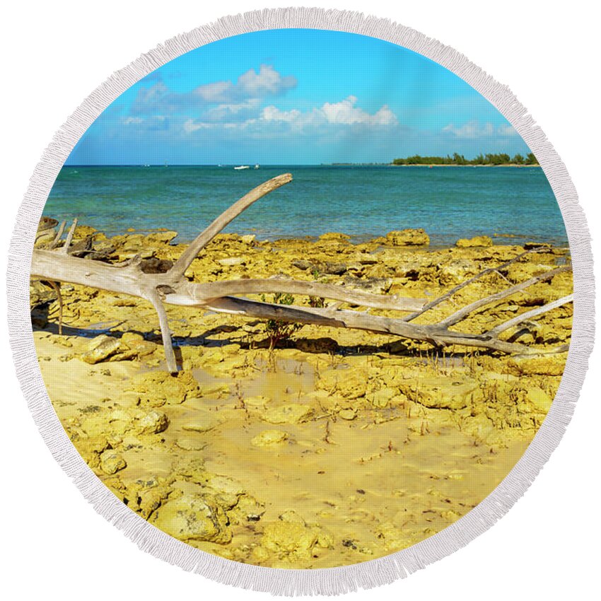 Landscape Round Beach Towel featuring the photograph Eleuthra, Bahamas by AE Jones