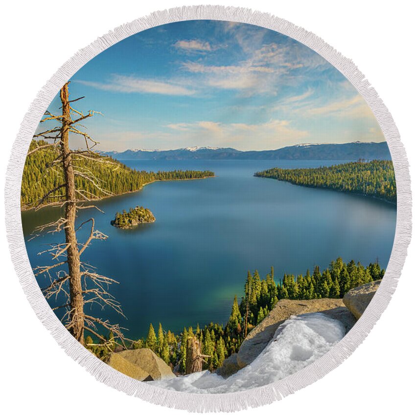 2020 Round Beach Towel featuring the photograph Emerald Bay Lake Tahoe by Erin K Images