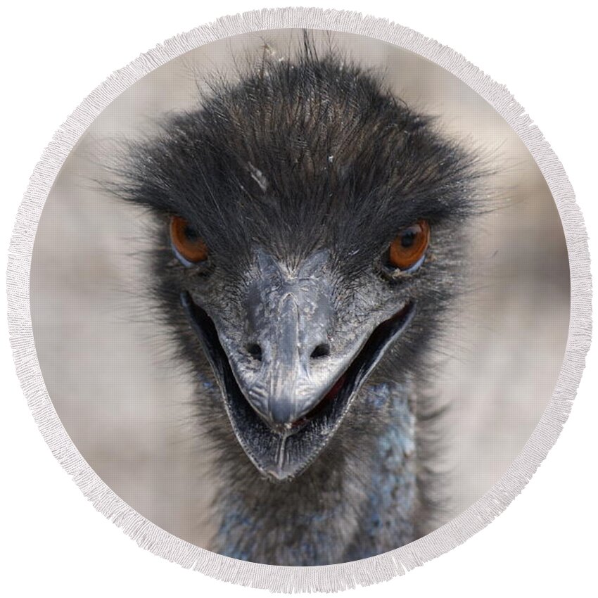  Round Beach Towel featuring the photograph Emu Gaze by Heather E Harman