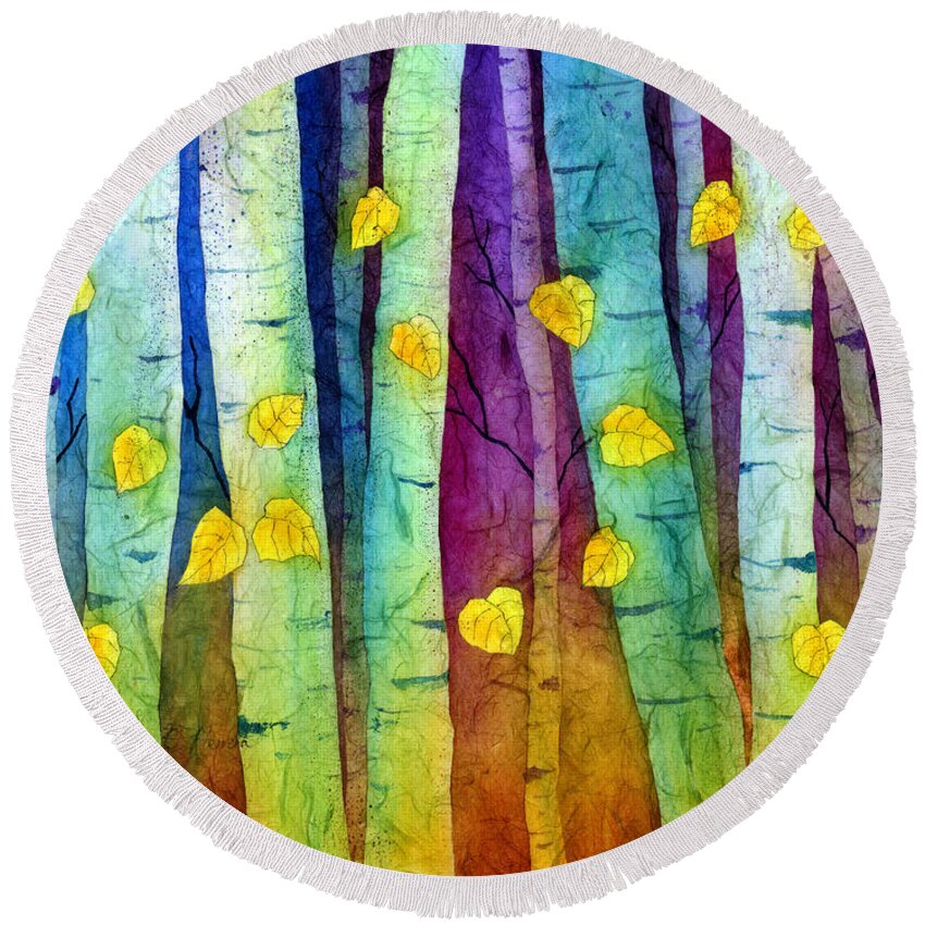 Forest Round Beach Towel featuring the painting Enchanted Forest by Hailey E Herrera