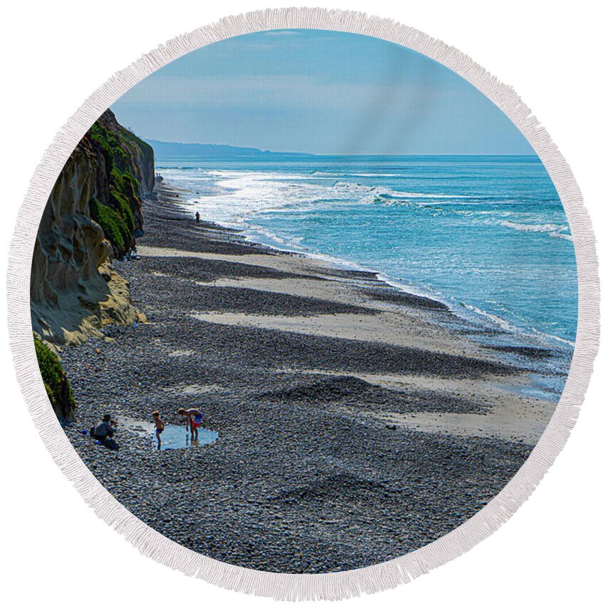 Encinitas Round Beach Towel featuring the photograph Encinitas Beach near San Diego by Matthew Bamberg