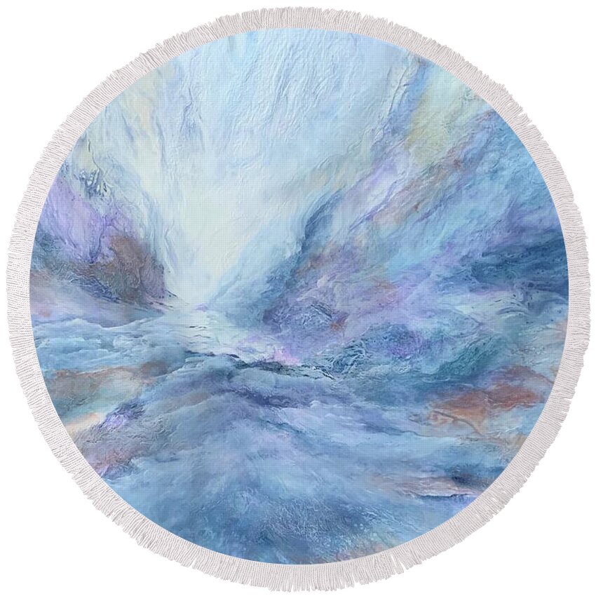 Abstract Round Beach Towel featuring the painting Endless by Soraya Silvestri