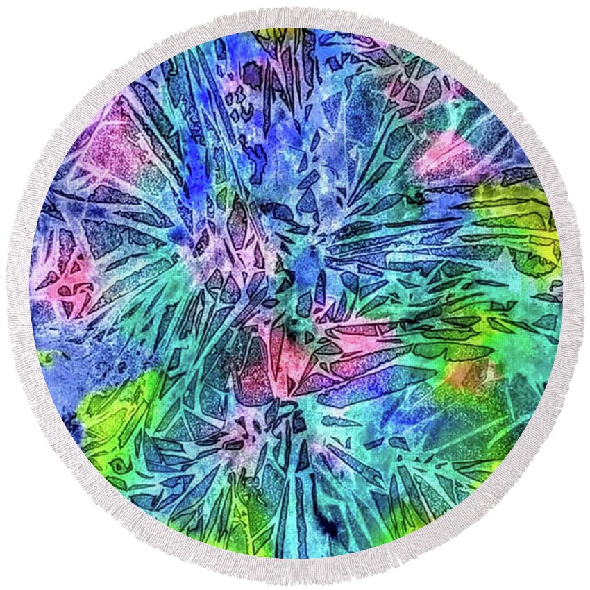 Abstract Round Beach Towel featuring the painting Enlightenment by Eileen Kelly