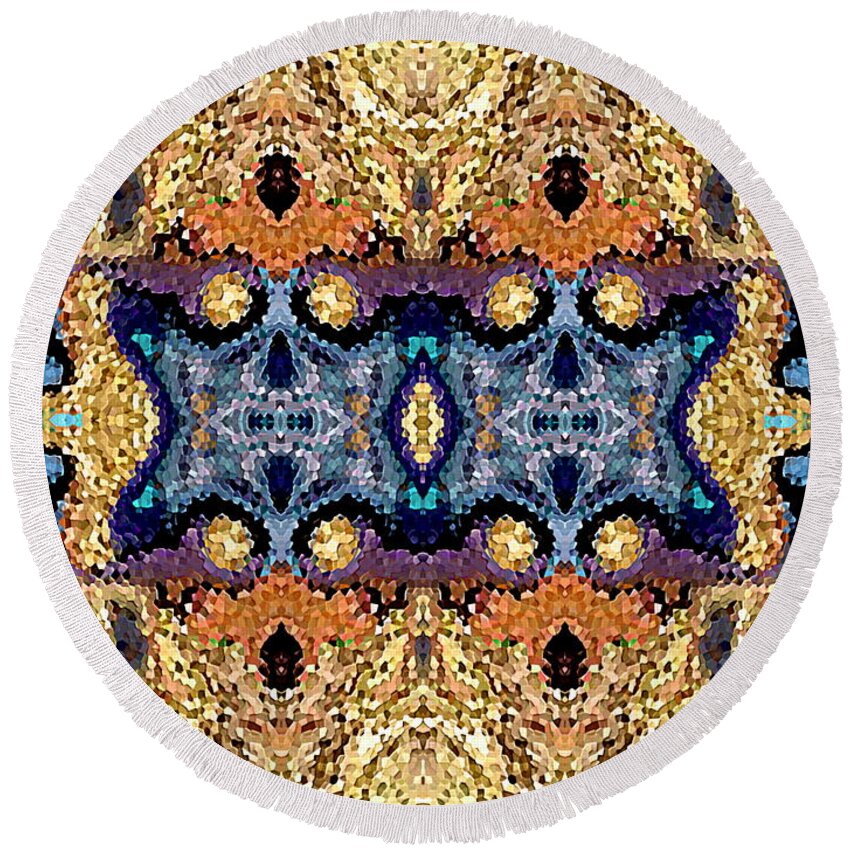 #abstract #abstractart #digital #digitalart #wallart #markslauter #print #greetingcards #pillows #duvetcovers #shower #bag #case #shirts #towels #mats #notebook #blanket #charger #pouch #mug #tapestries #facemask #puzzle Round Beach Towel featuring the digital art Entranceway Mosaic by Mark Slauter