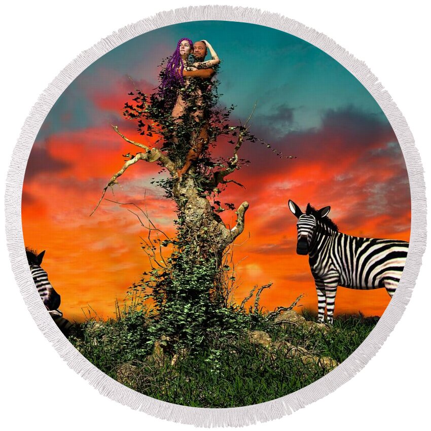 Surreal Round Beach Towel featuring the digital art Eternally Rooted_Custom by Williem McWhorter