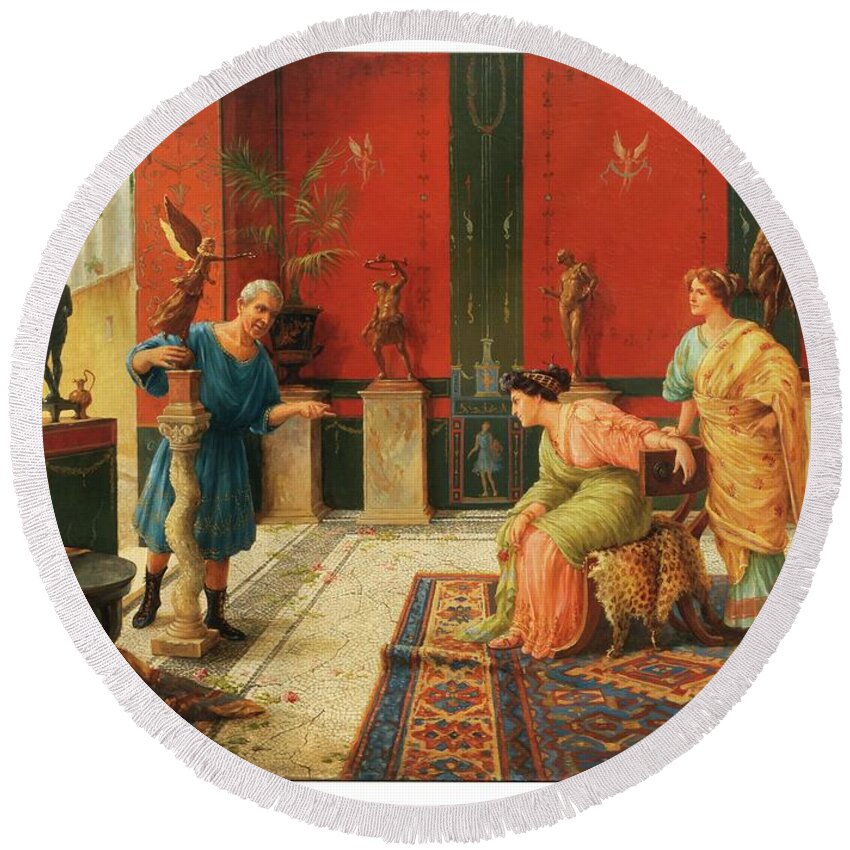 Eugene Round Beach Towel featuring the painting Ettore Forti by MotionAge Designs