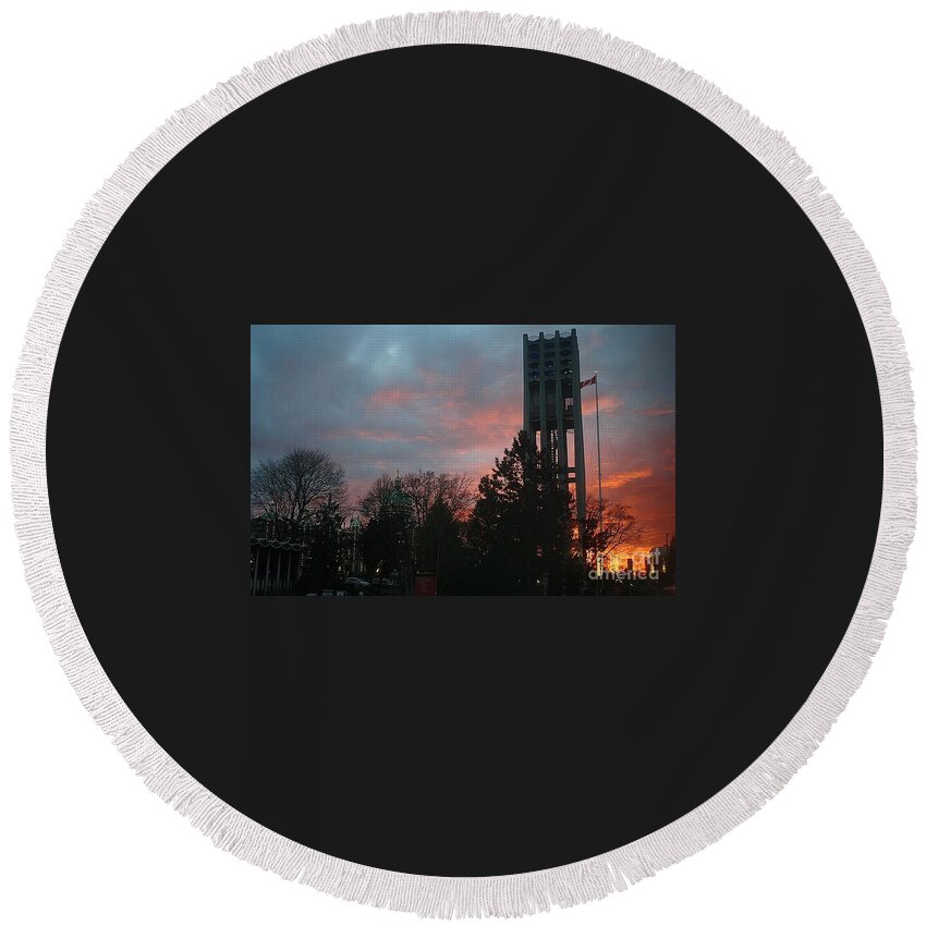 Carillon Round Beach Towel featuring the photograph Evening Carillon by Kimberly Furey