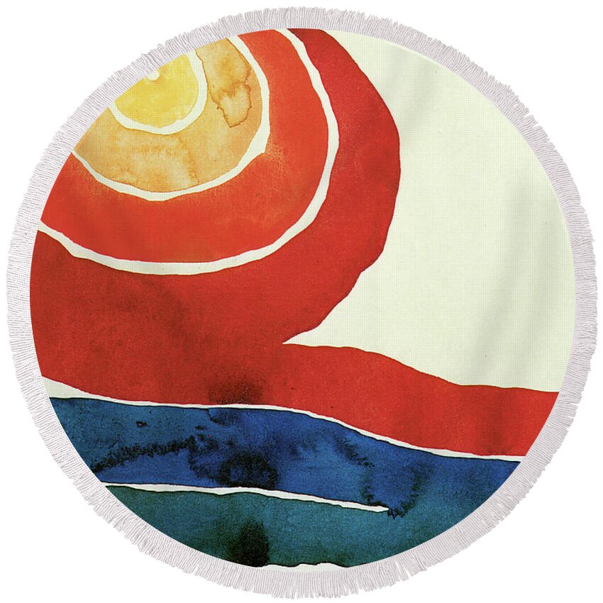 Evening Star Iii Round Beach Towel featuring the painting Evening Star III by Georgia O'Keeffe