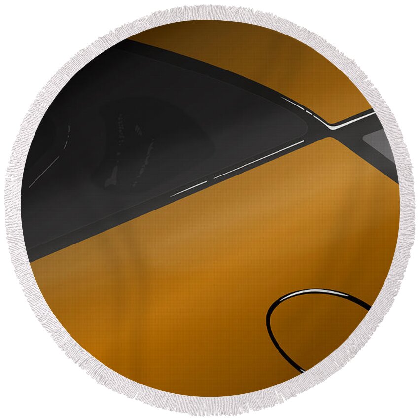 Sports Car Round Beach Towel featuring the digital art Evora X Design Great British Sports Cars - Burnt Orange by Moospeed Art