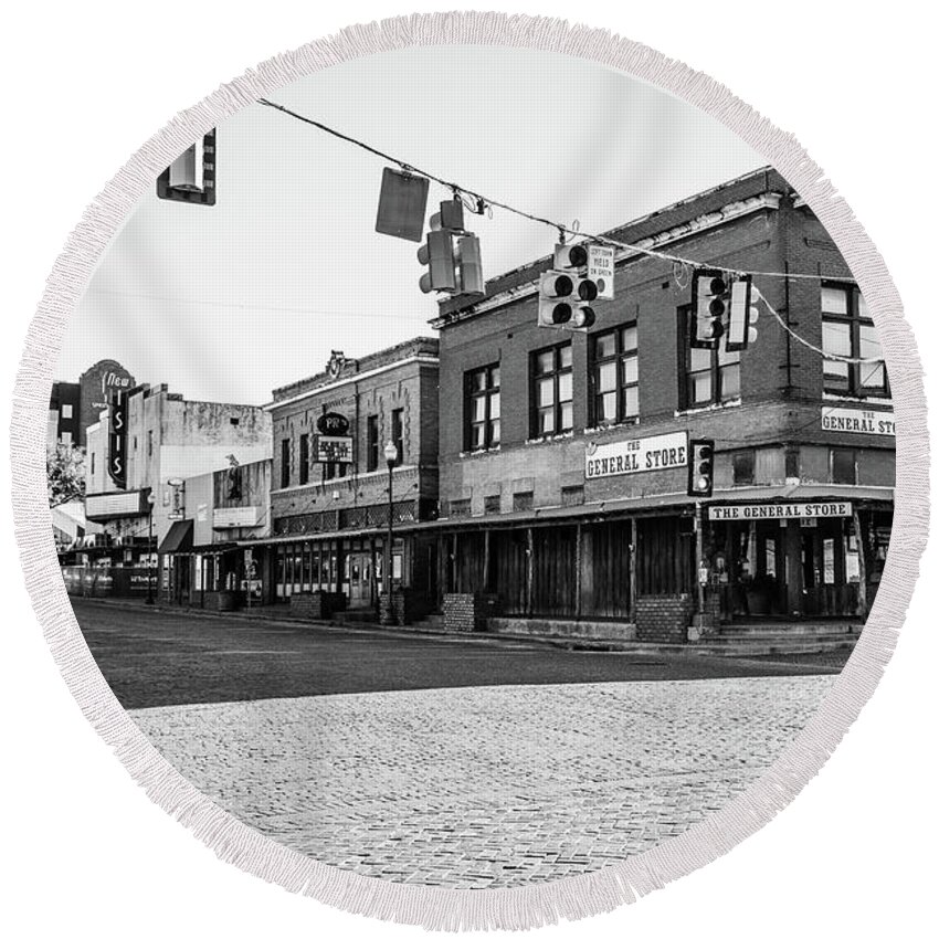 Fort Worth Round Beach Towel featuring the photograph Exchange and Main by KC Hulsman