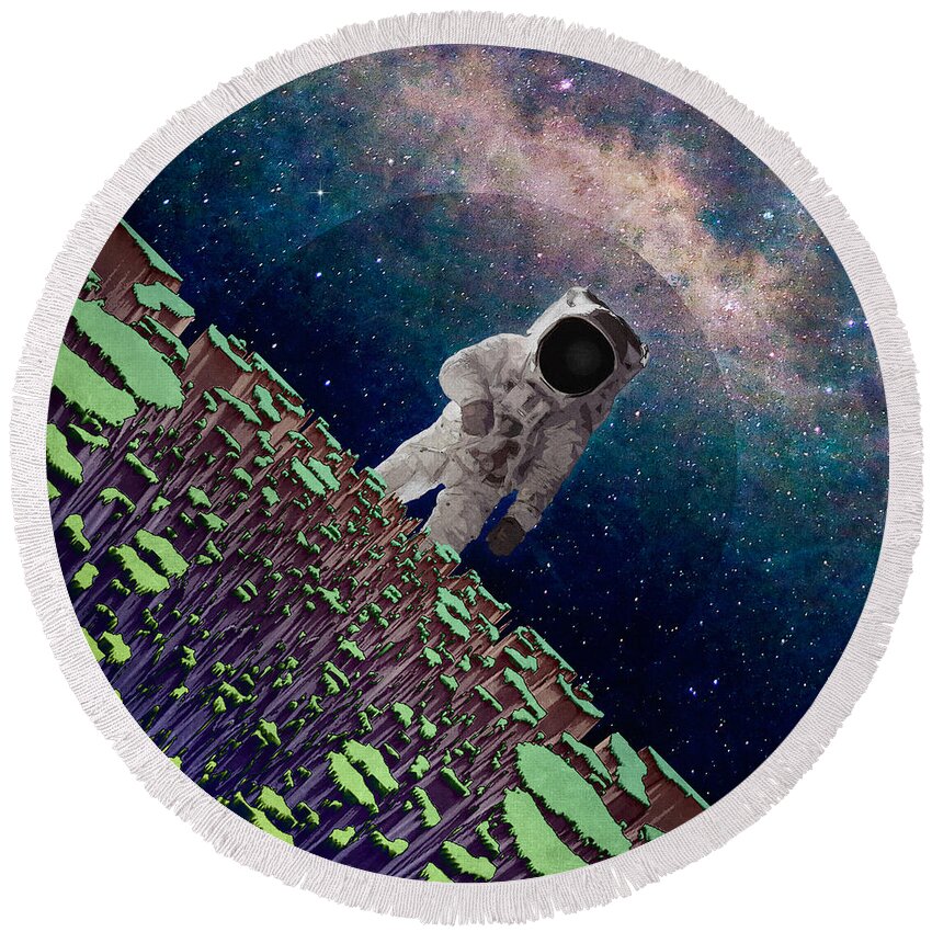 Space Round Beach Towel featuring the digital art Exploring Space by Phil Perkins