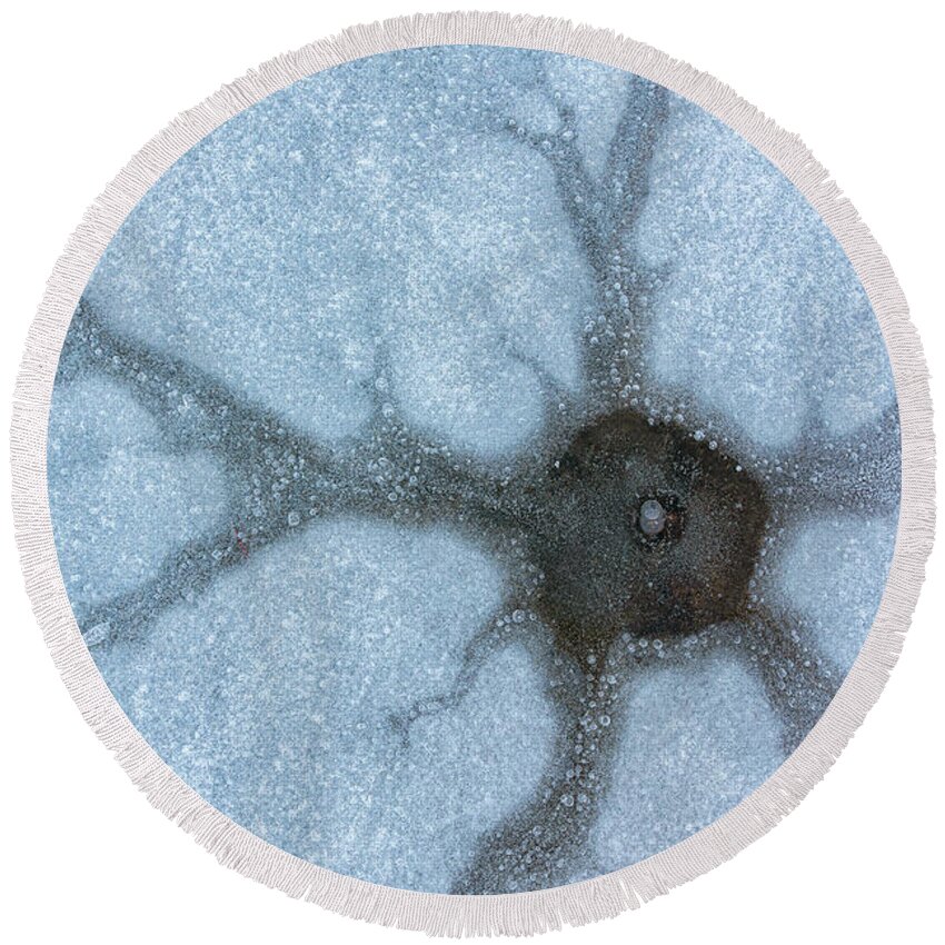 Ice Round Beach Towel featuring the photograph Eye in the Ice by Darren White