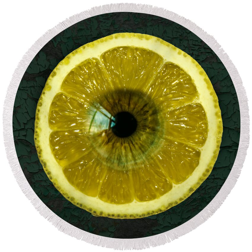 Fruit Round Beach Towel featuring the digital art Eye Like Fruit by Ally White