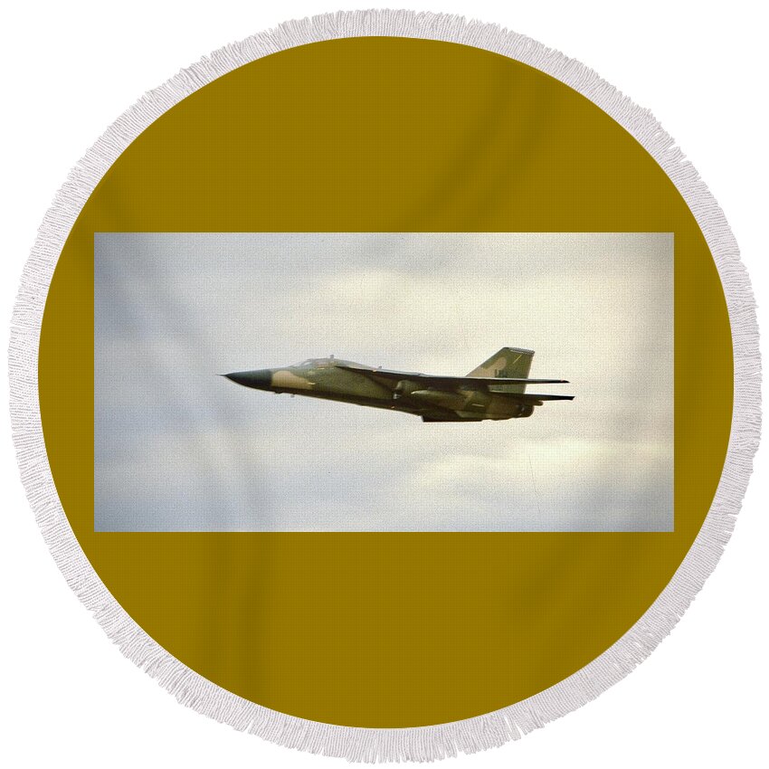 General Dynamics Round Beach Towel featuring the photograph General Dynamics F-111 by Gordon James